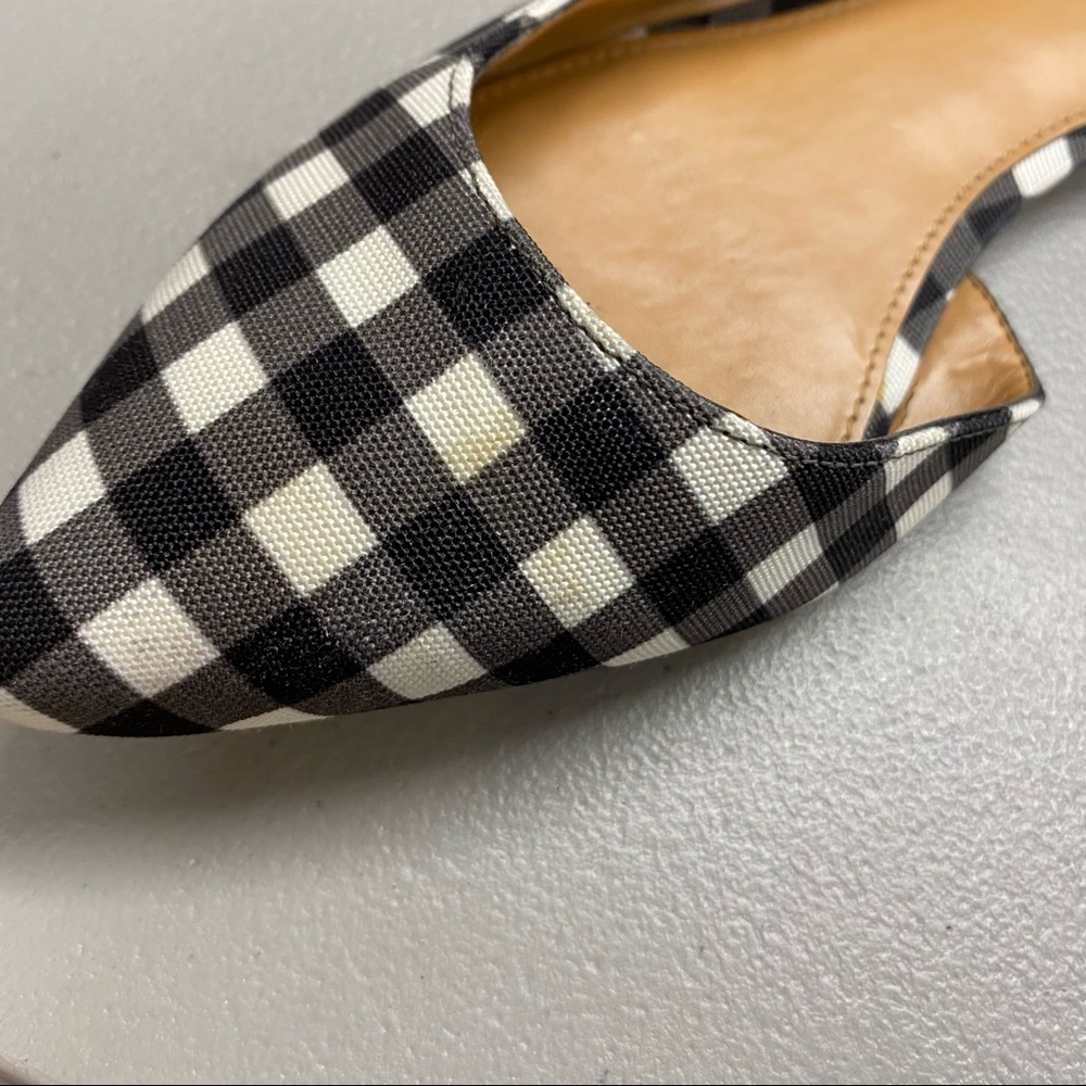 J Crew Factory D'Orsay Flat Shoe Gingham Check 7.5 - Picture 5 of 6
